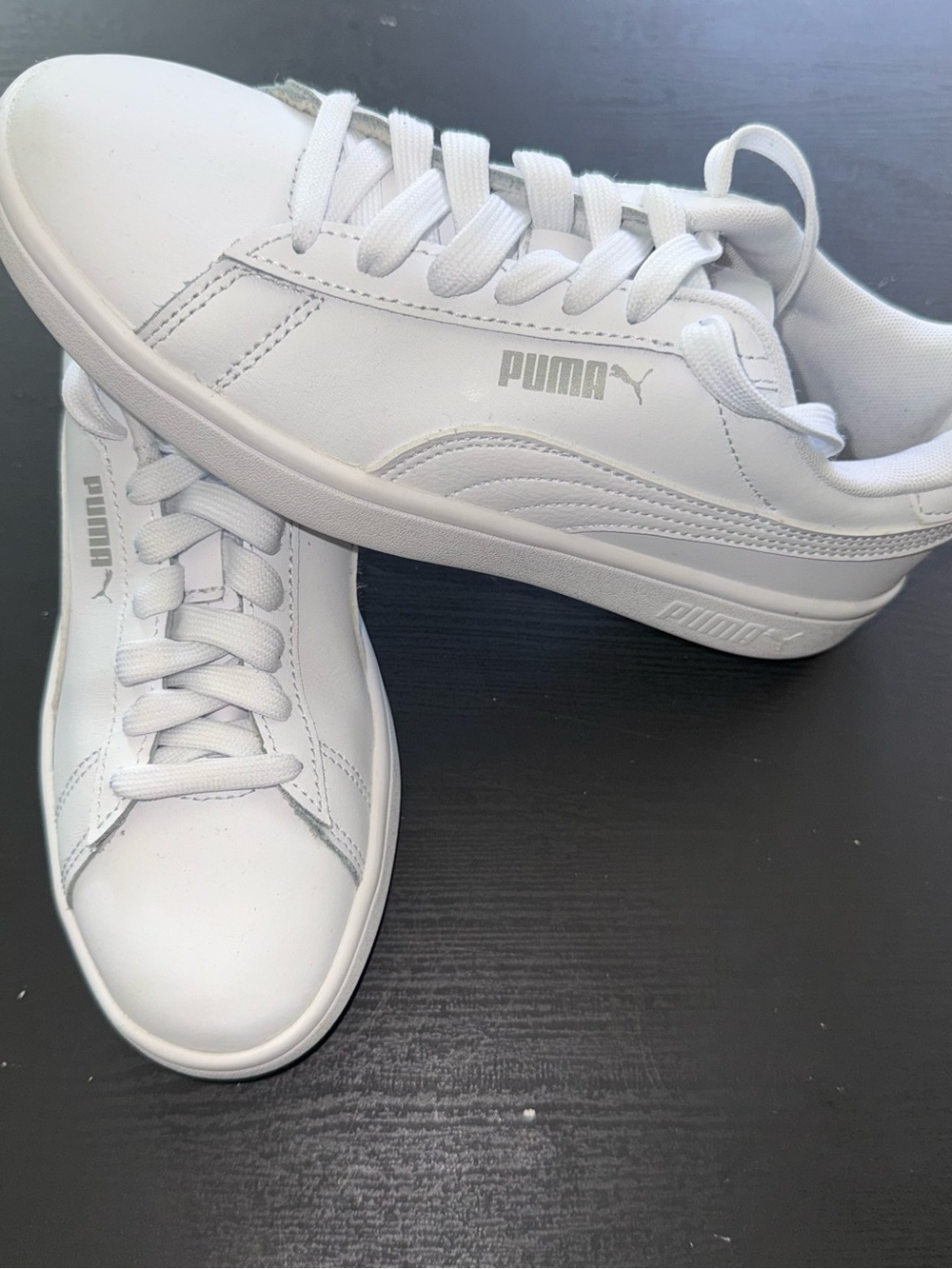 Children’s Puma White Low-Top Leather Sneakers